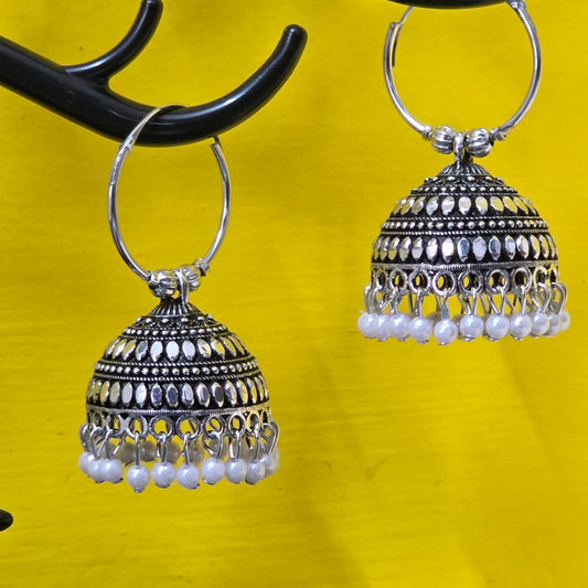 Classic Oxidised Hoop Jhumkas