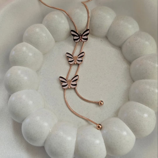 Black & White Butterfly Rose Gold Pendant