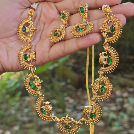 Chandra Deepa Ruby Necklace Set (Green)