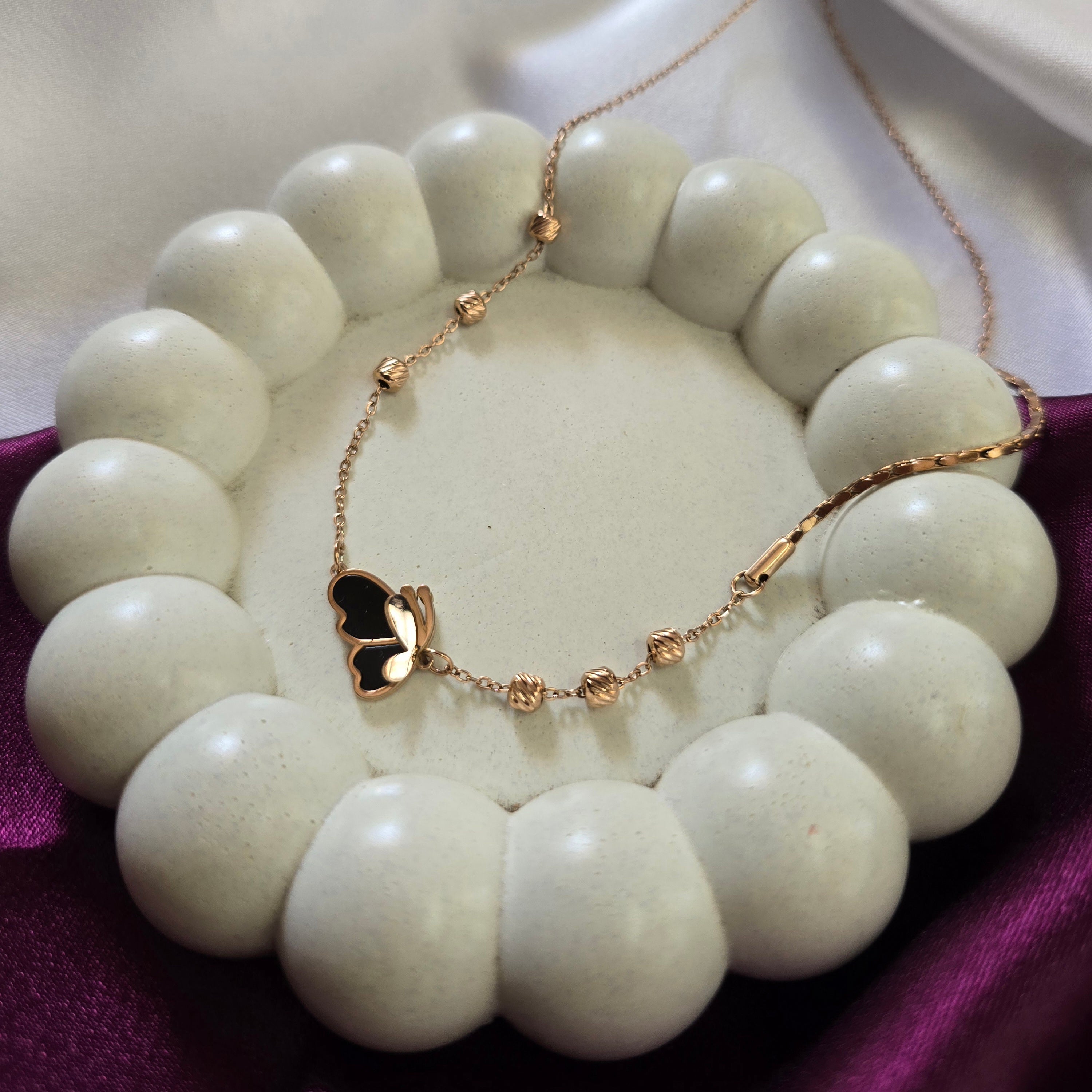 Beaded Butterlfy Pendant (Rose Gold)