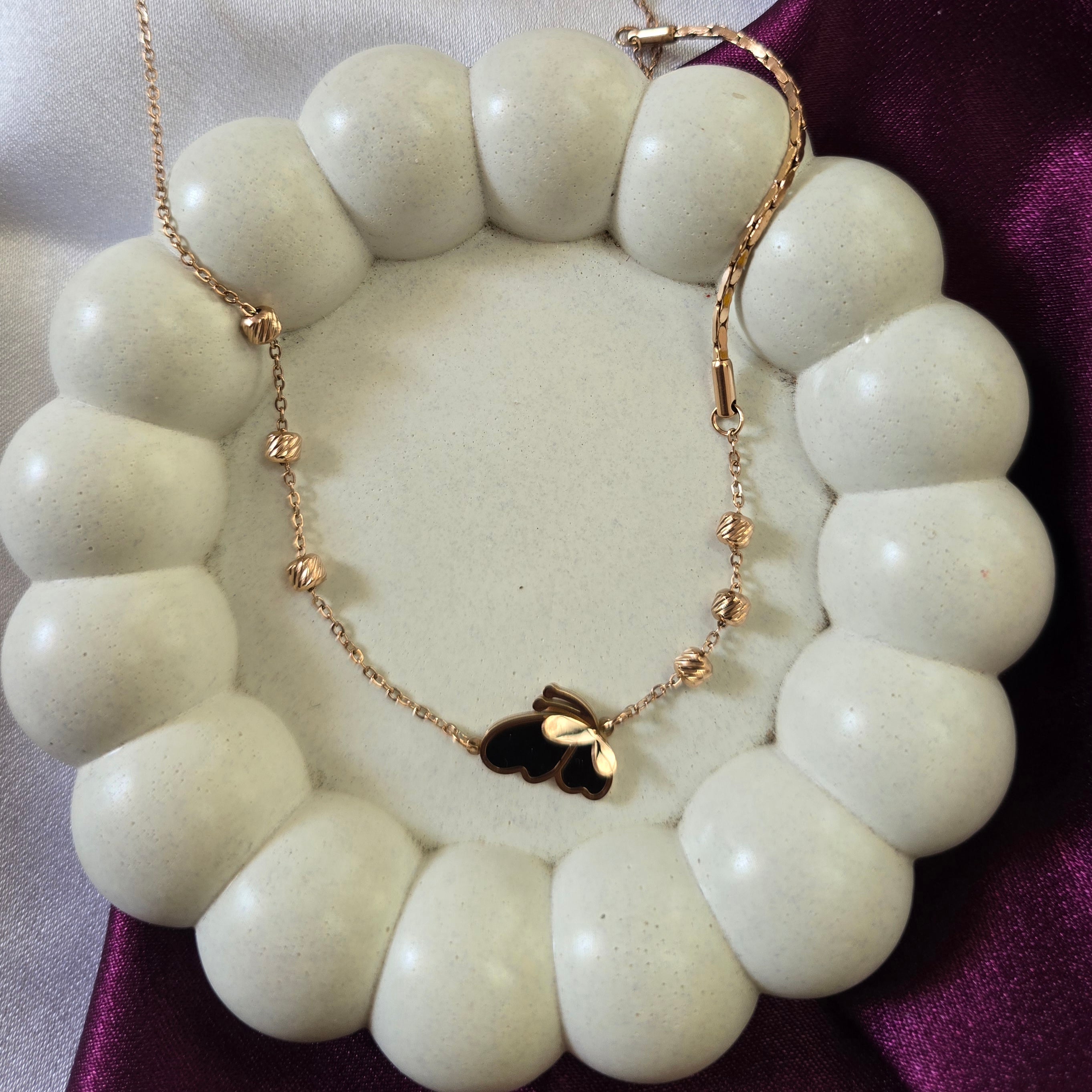 Beaded Butterlfy Pendant (Rose Gold)