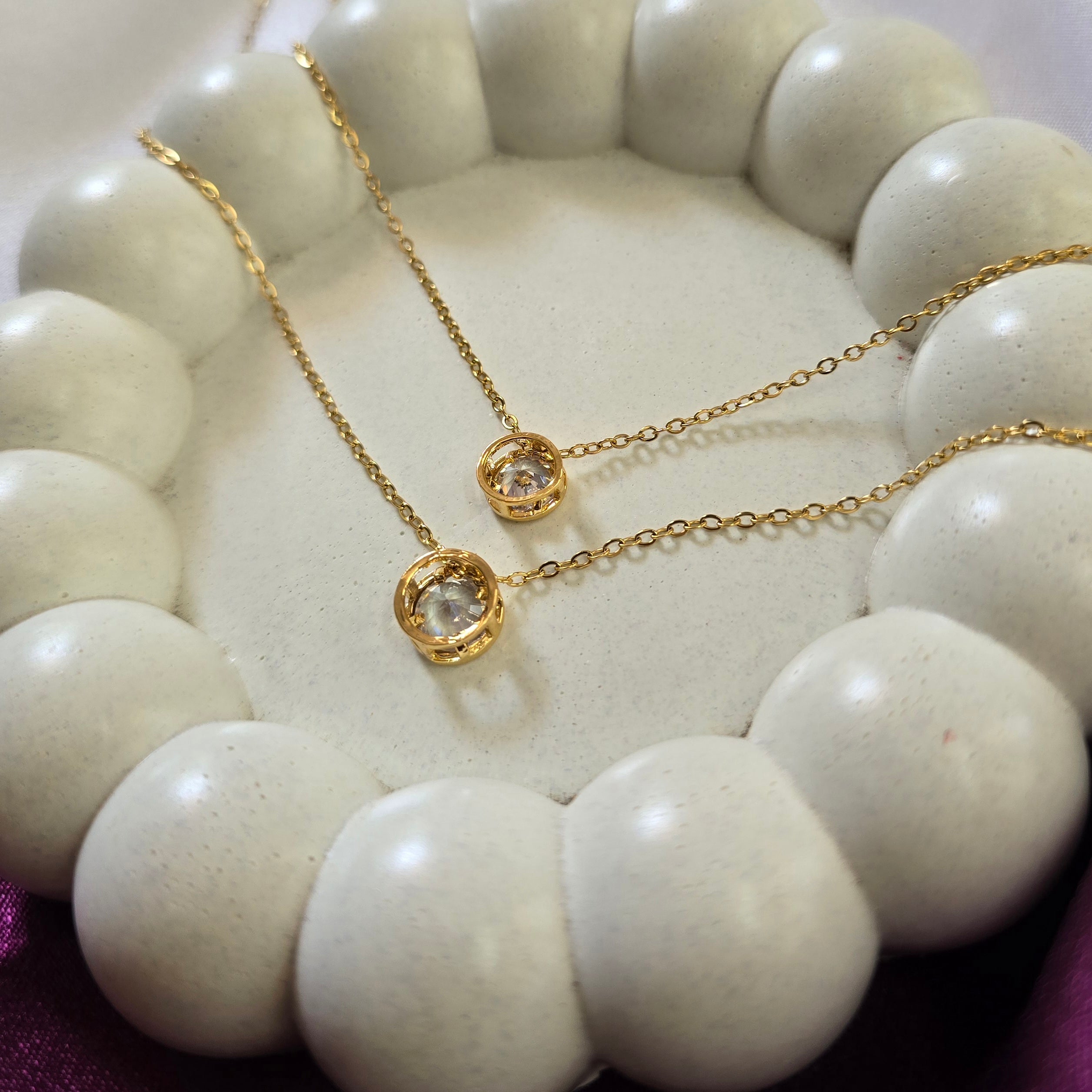 Two Layer Crystal Pendant - Gold