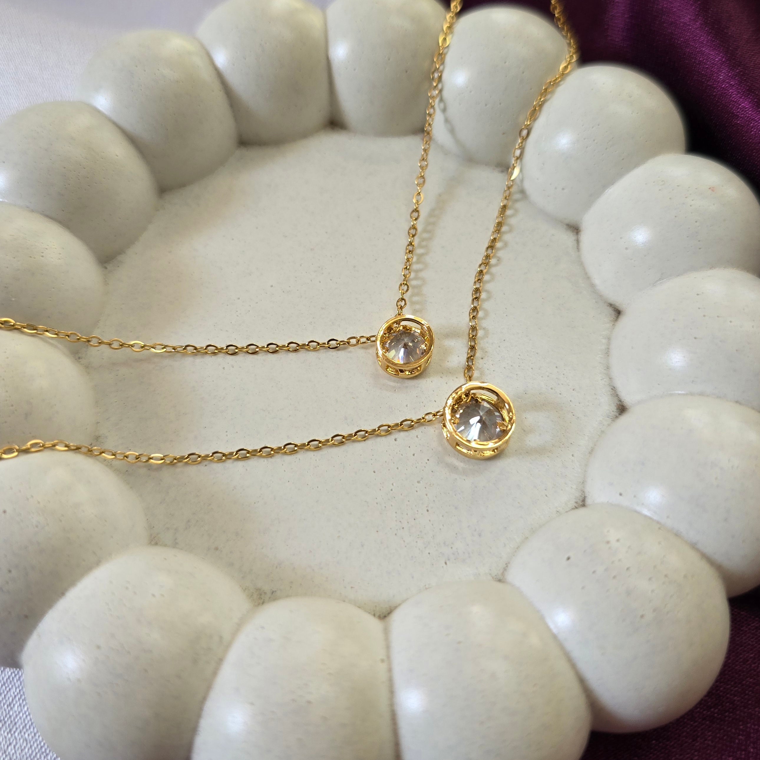 Two Layer Crystal Pendant - Gold