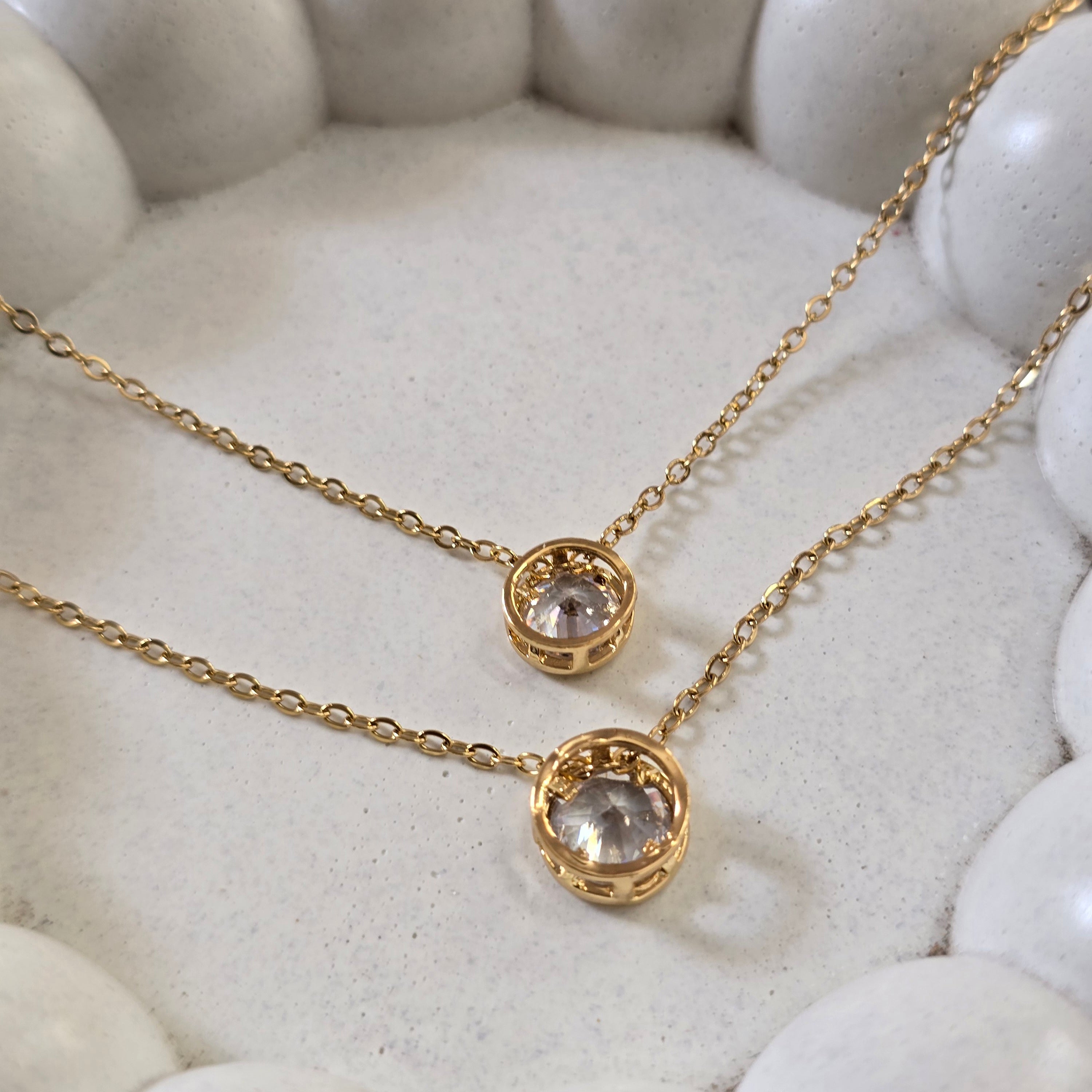 Two Layer Crystal Pendant - Gold