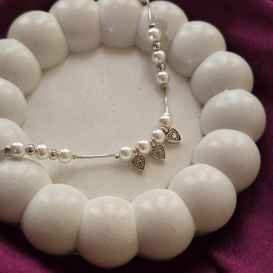 Pearl Heart Trio Necklace