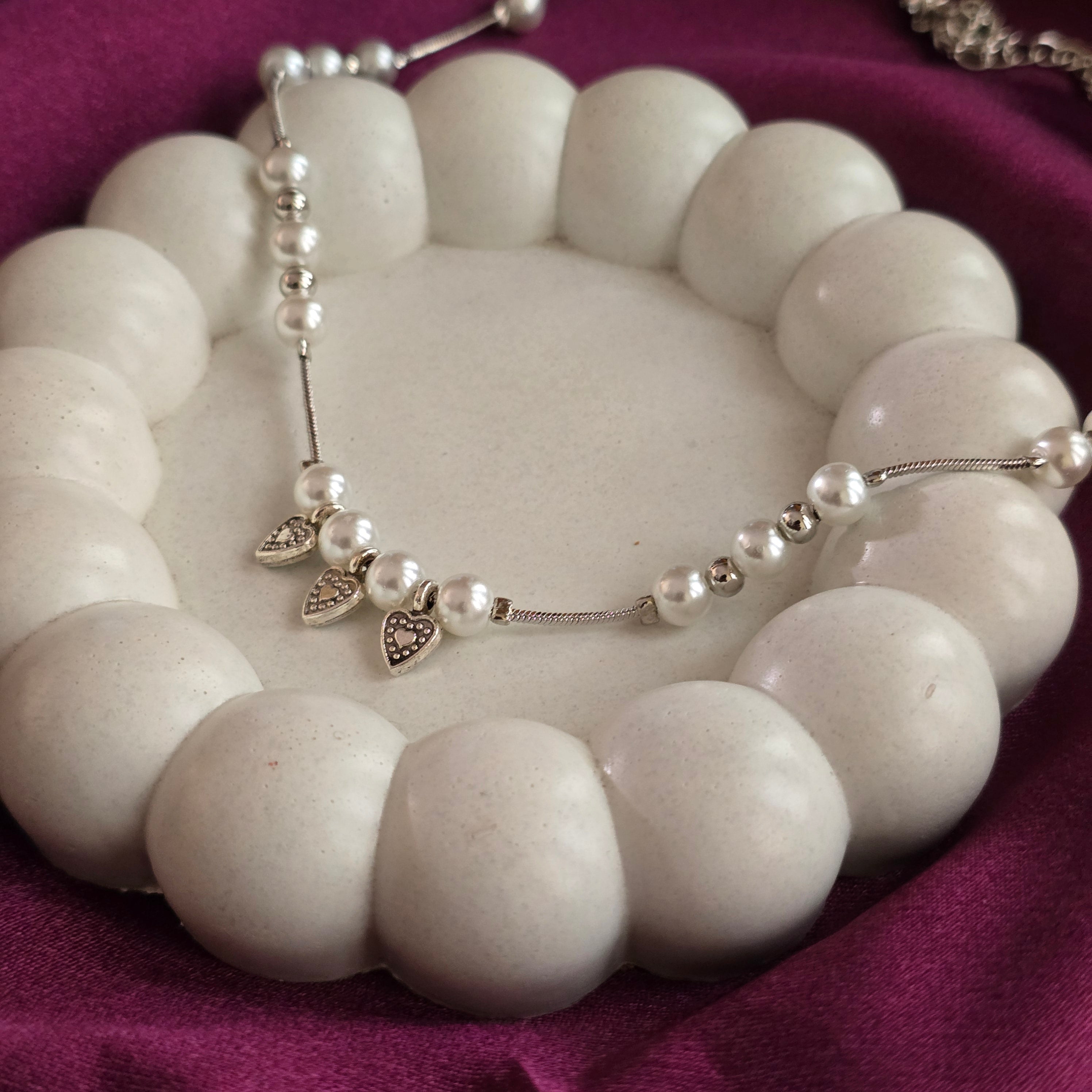 Pearl Heart Trio Necklace