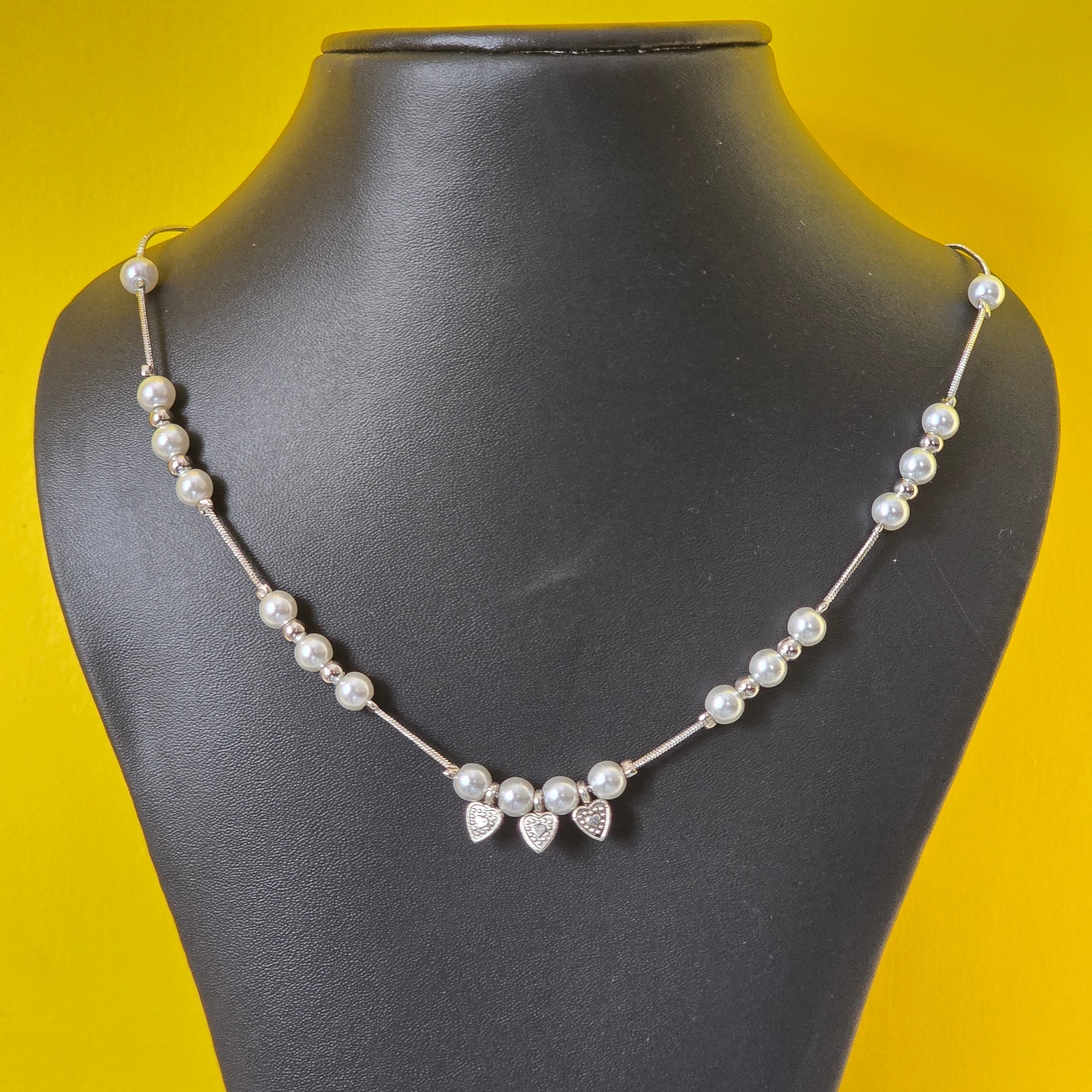 Pearl Heart Trio Necklace