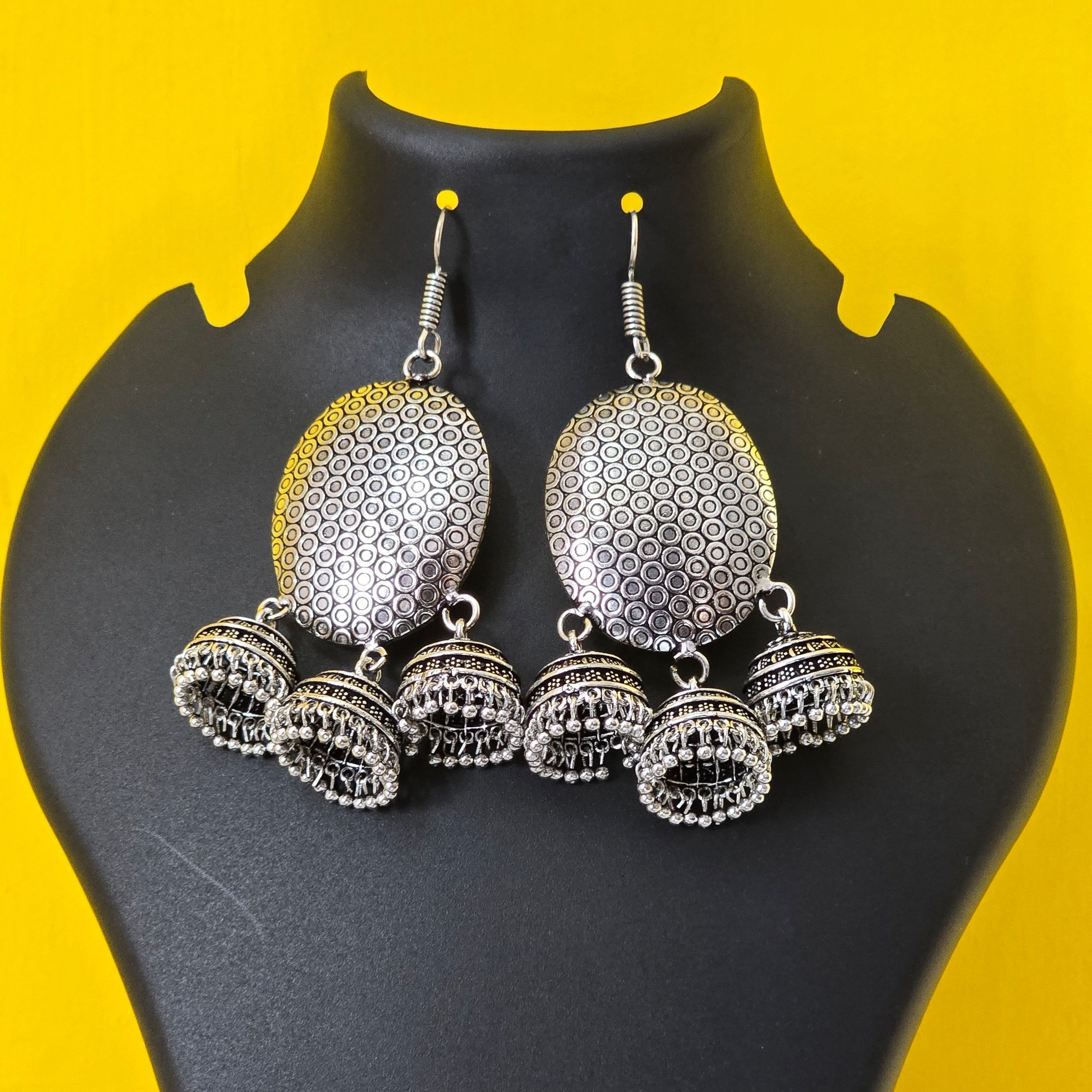 Silver Mesh Jhumka Drops