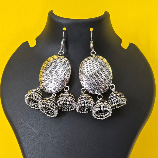 Silver Mesh Jhumka Drops