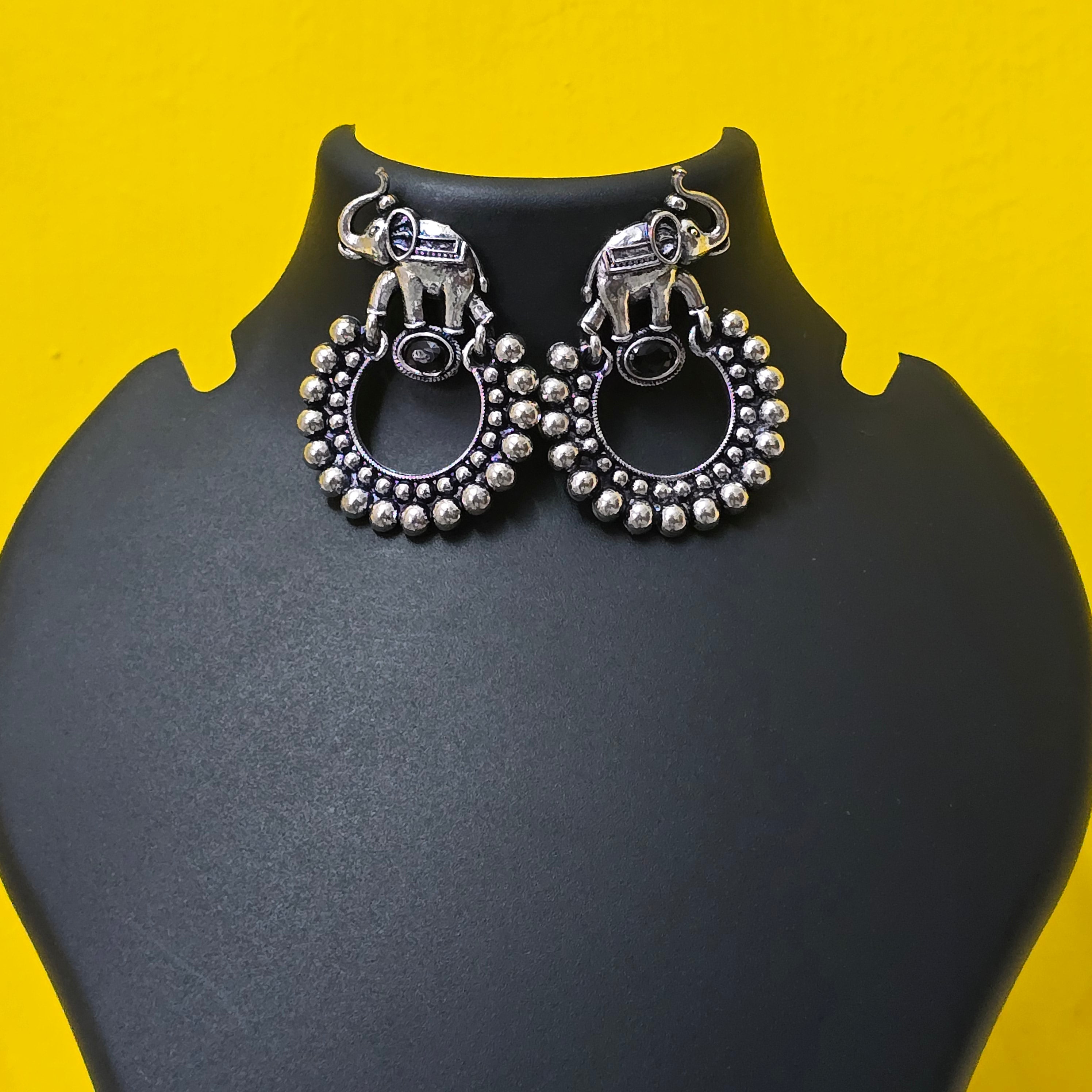 Elephant Charm Hoop Drops
