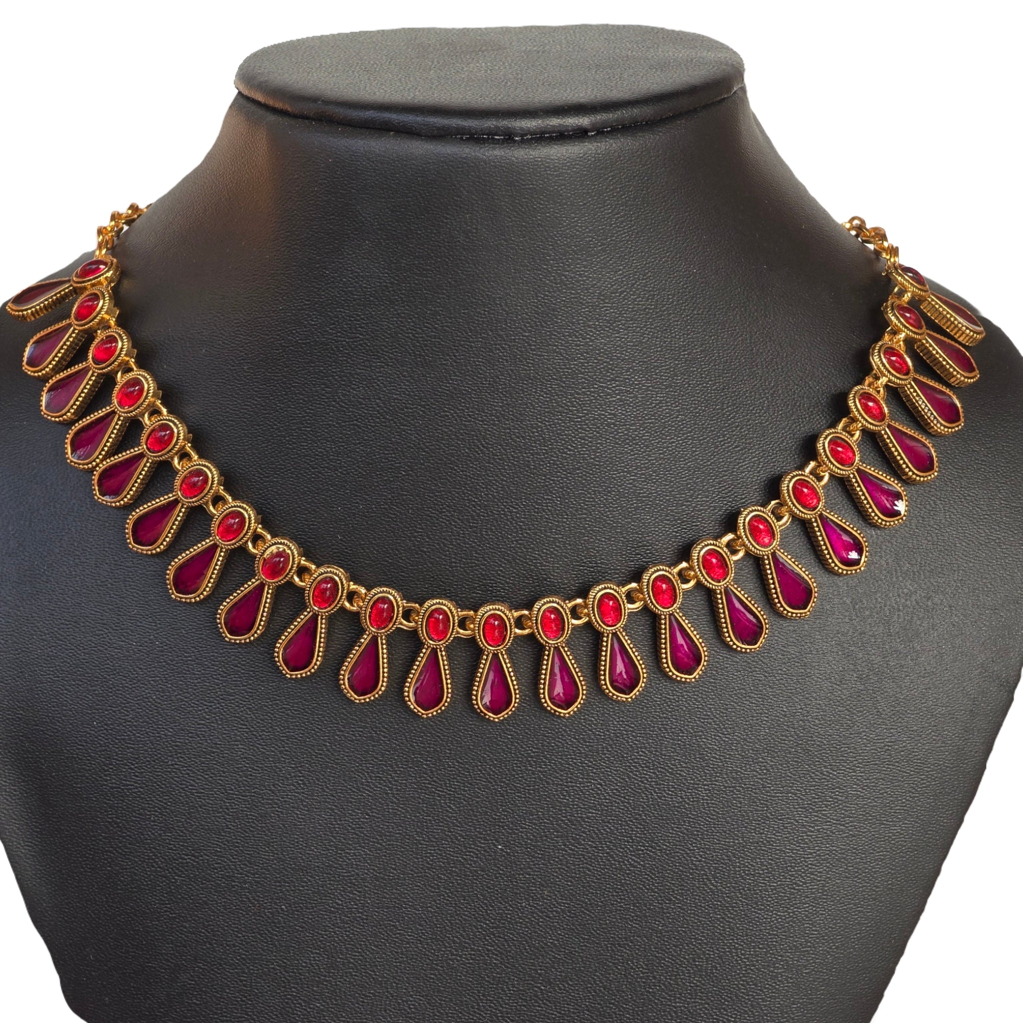 Ruby Red Drop Necklace Set