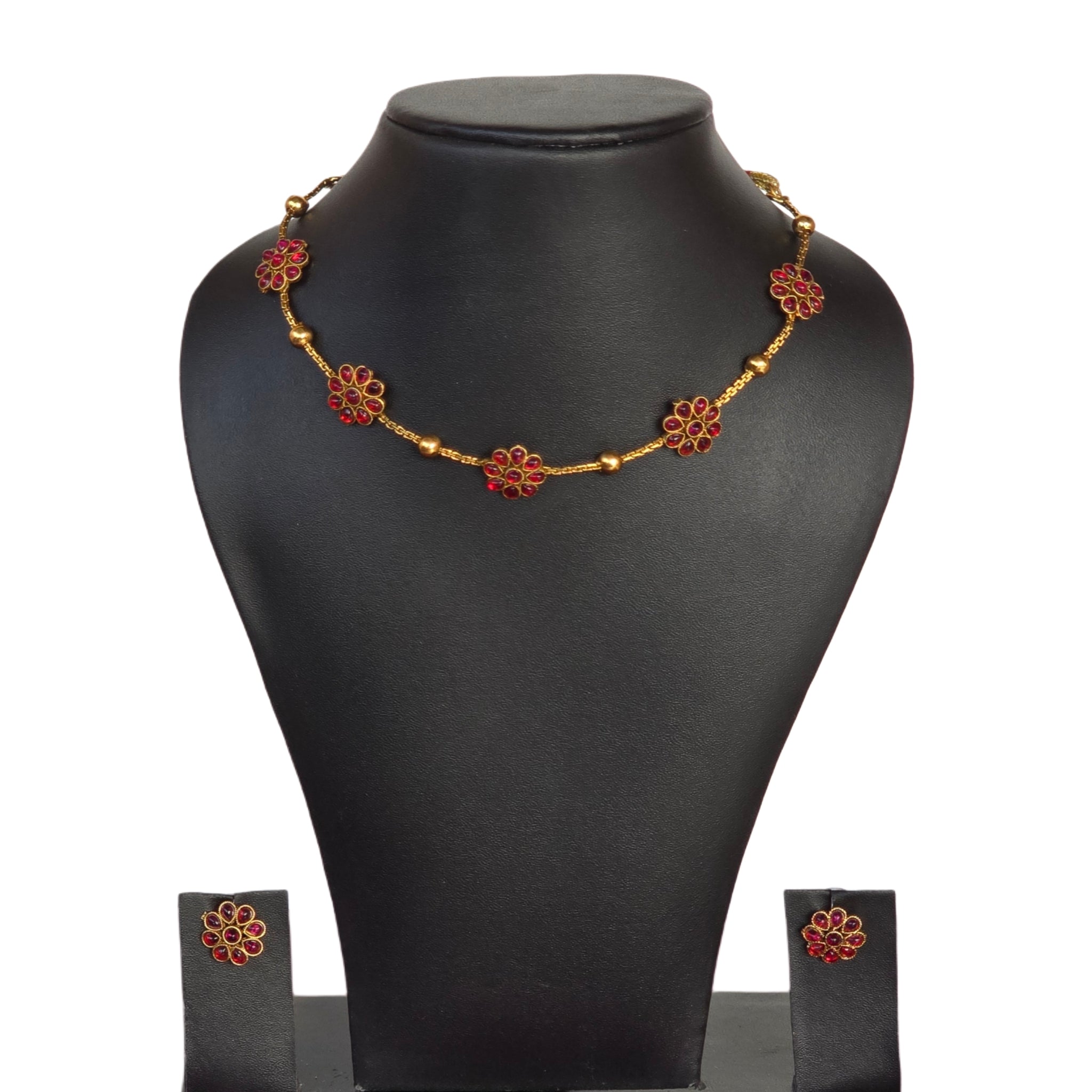 Floral Ruby Necklace Set