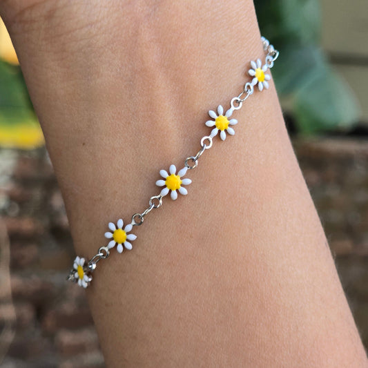 Sunflower Chain Bracelet - Silver