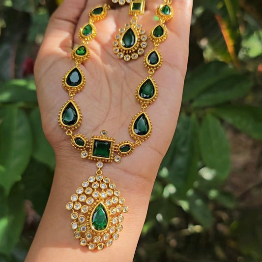 Jyothika inspired emerald necklace set