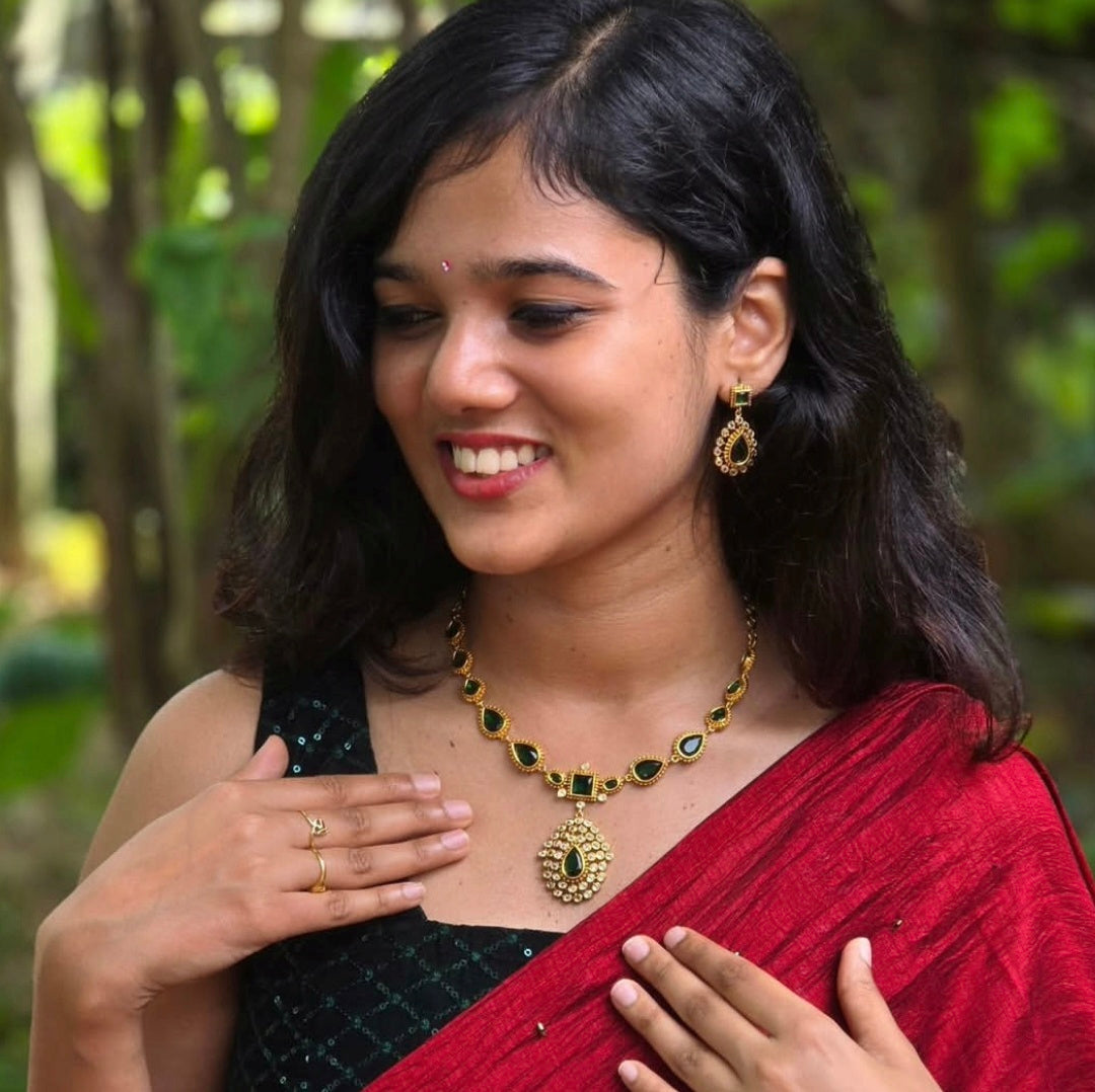 Jyothika inspired emerald necklace set